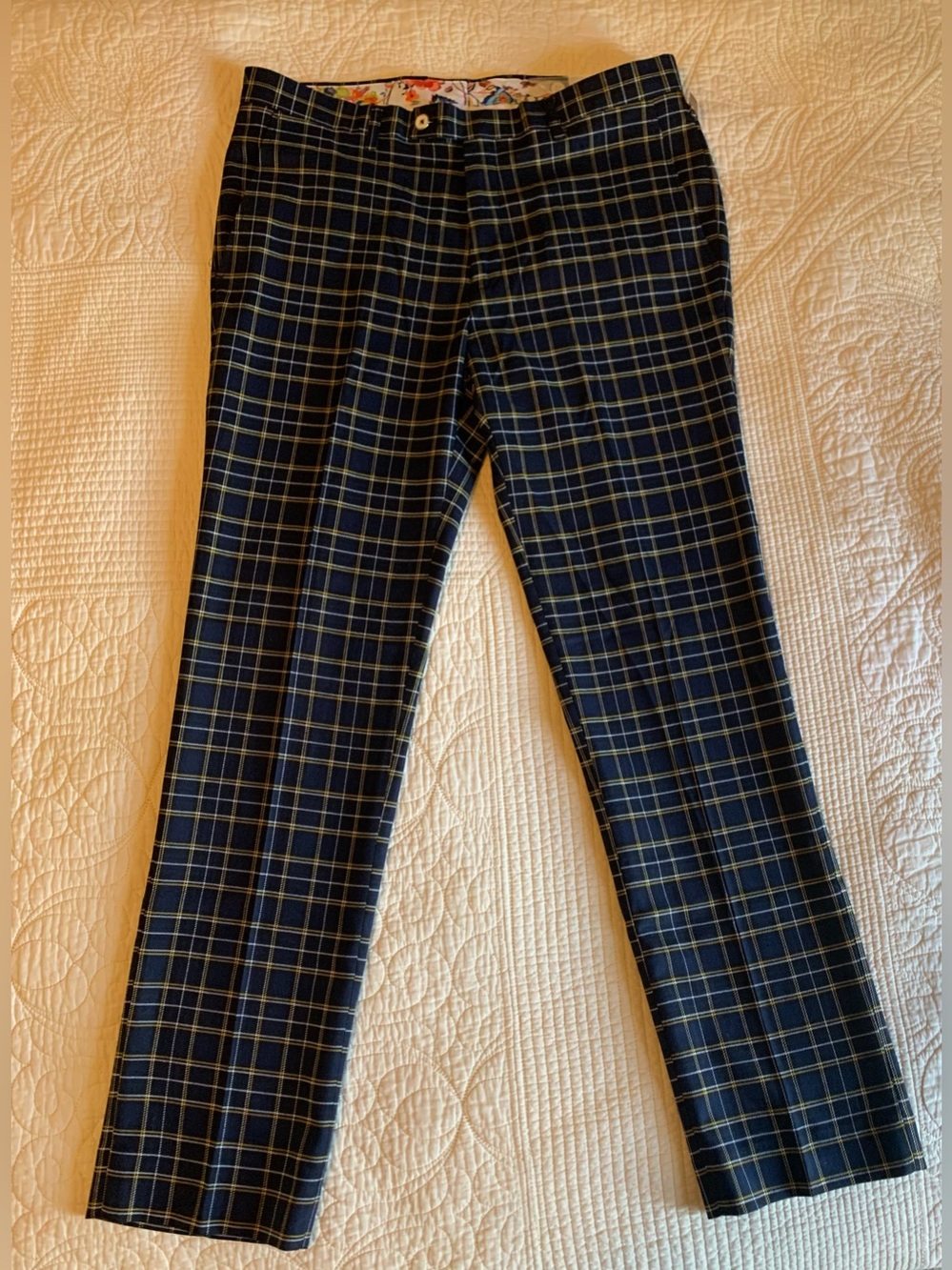 NEW Paisley & Gray Slim Fit Plaid Trousers